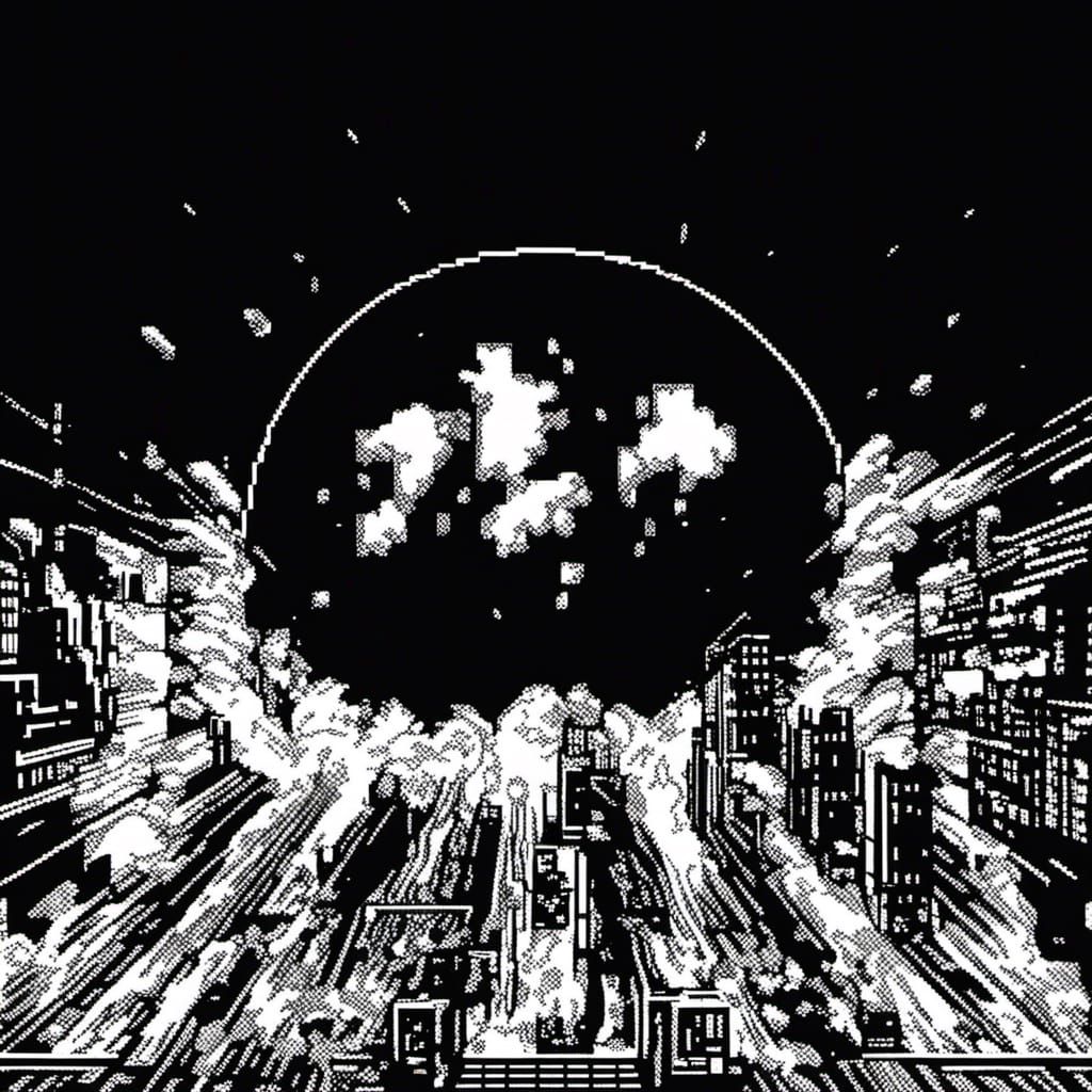 Monochrome 1-bit Pixel Art of Last Tank