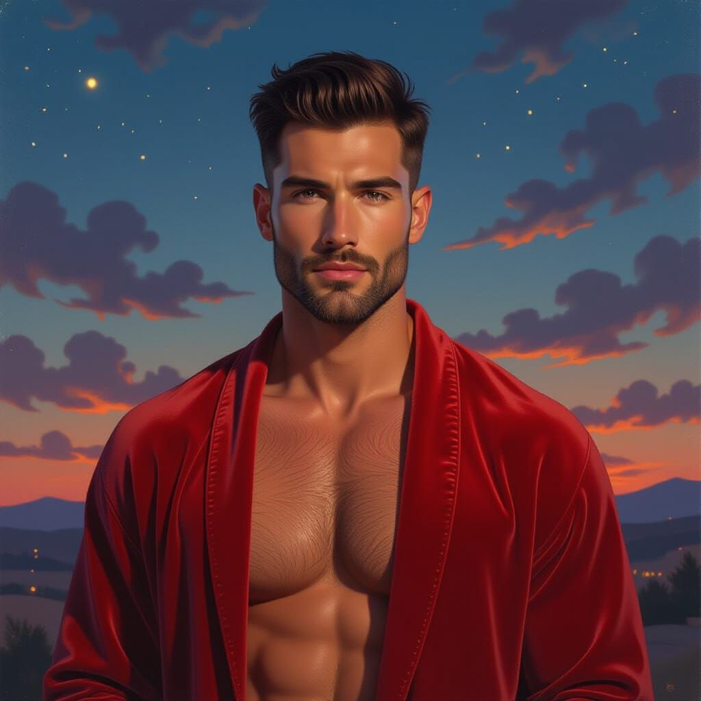 Impressionist Portrait of a Man in Red Velvet Robe