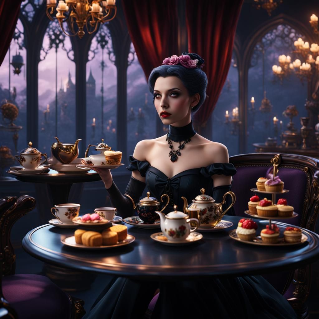 Goth Girl's Tea Party with Disney Friends