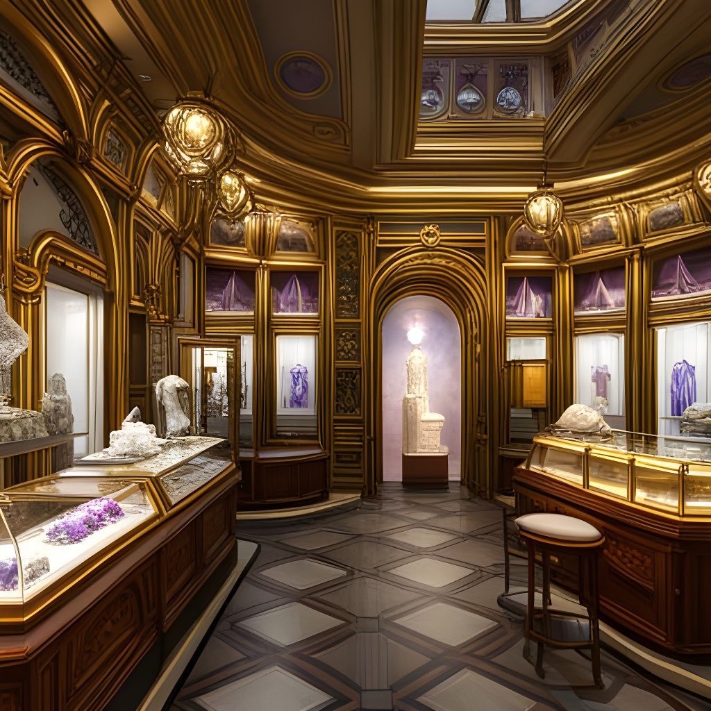 Crystal Shop Interior with Venus de Milo Statue