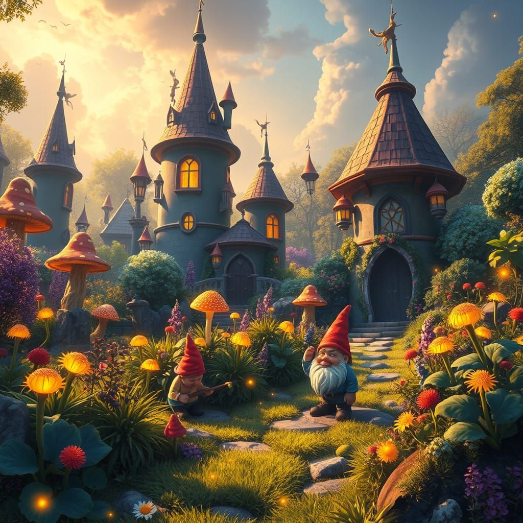 Whimsical Gnomes in a Fantasy Kingdom