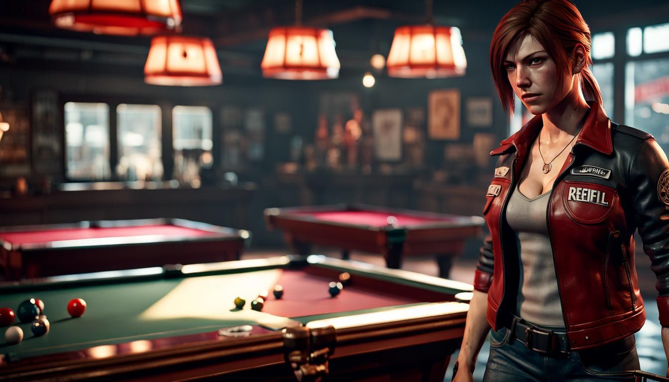 Claire Redfield at Biker Bar: 3D Game Cinematic Render