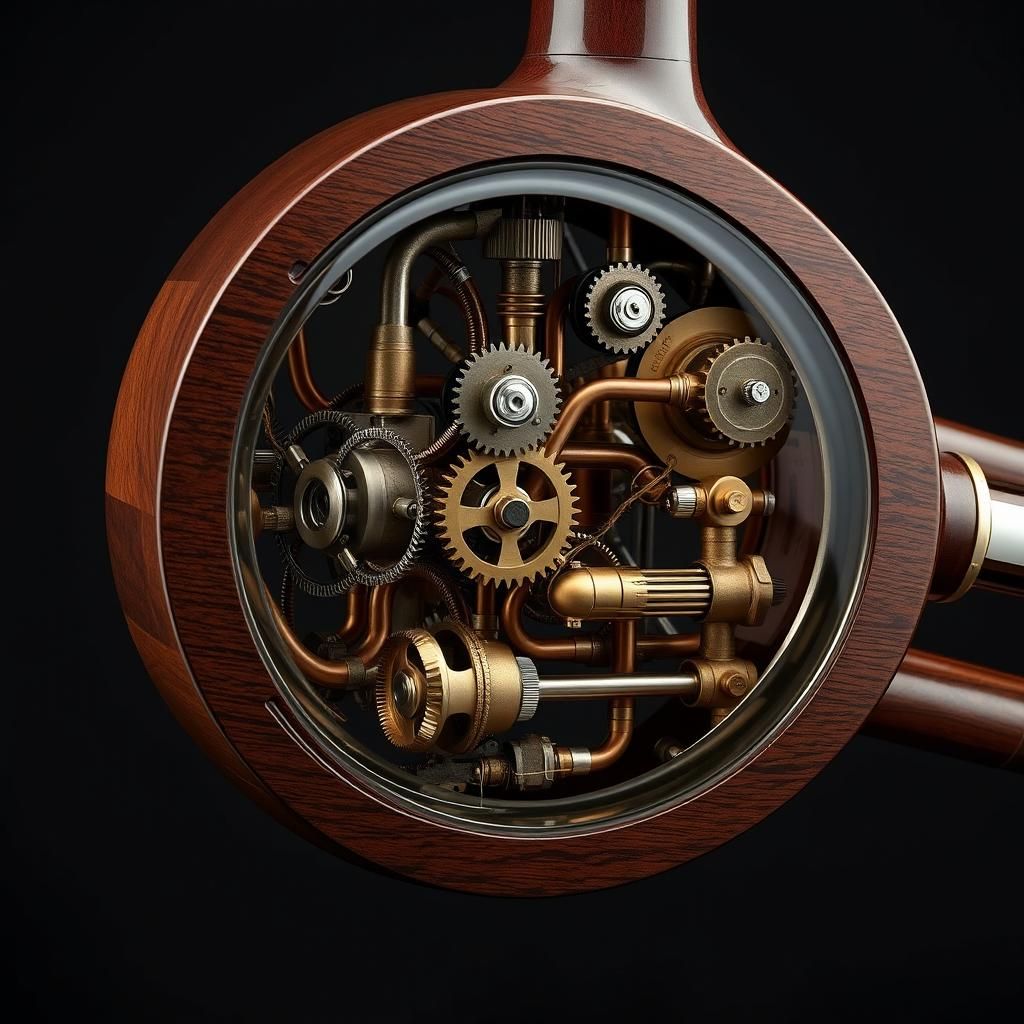 Futuristic Steampunk Electric Trumpet with Transparent Body