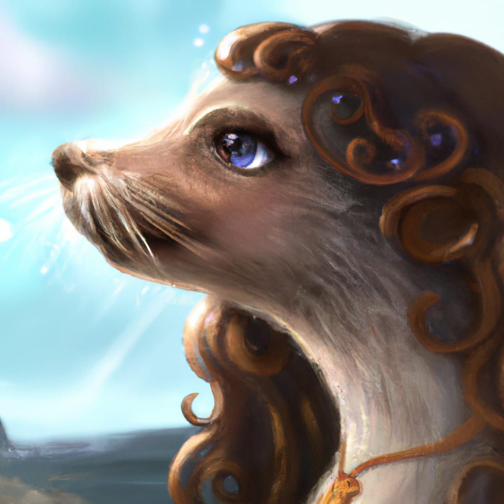 Cartoon Seal Princess with Brown Hair Digital Art