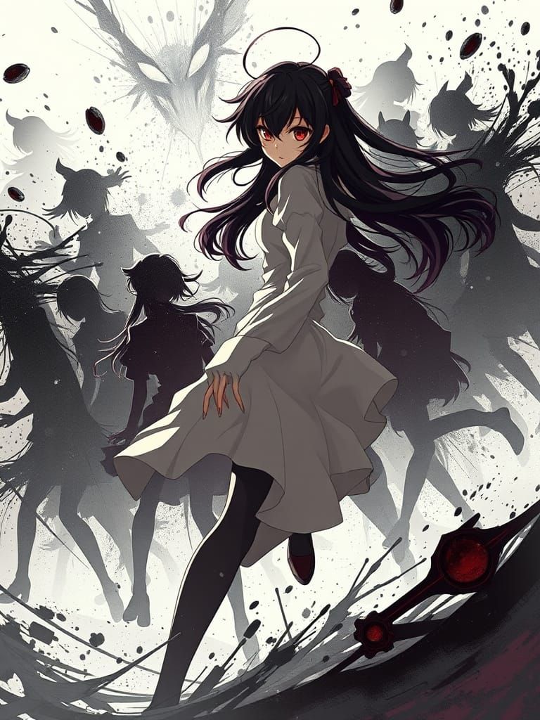 Lovecraftian Anime Art: Cosmic Horror with Dynamic Pose