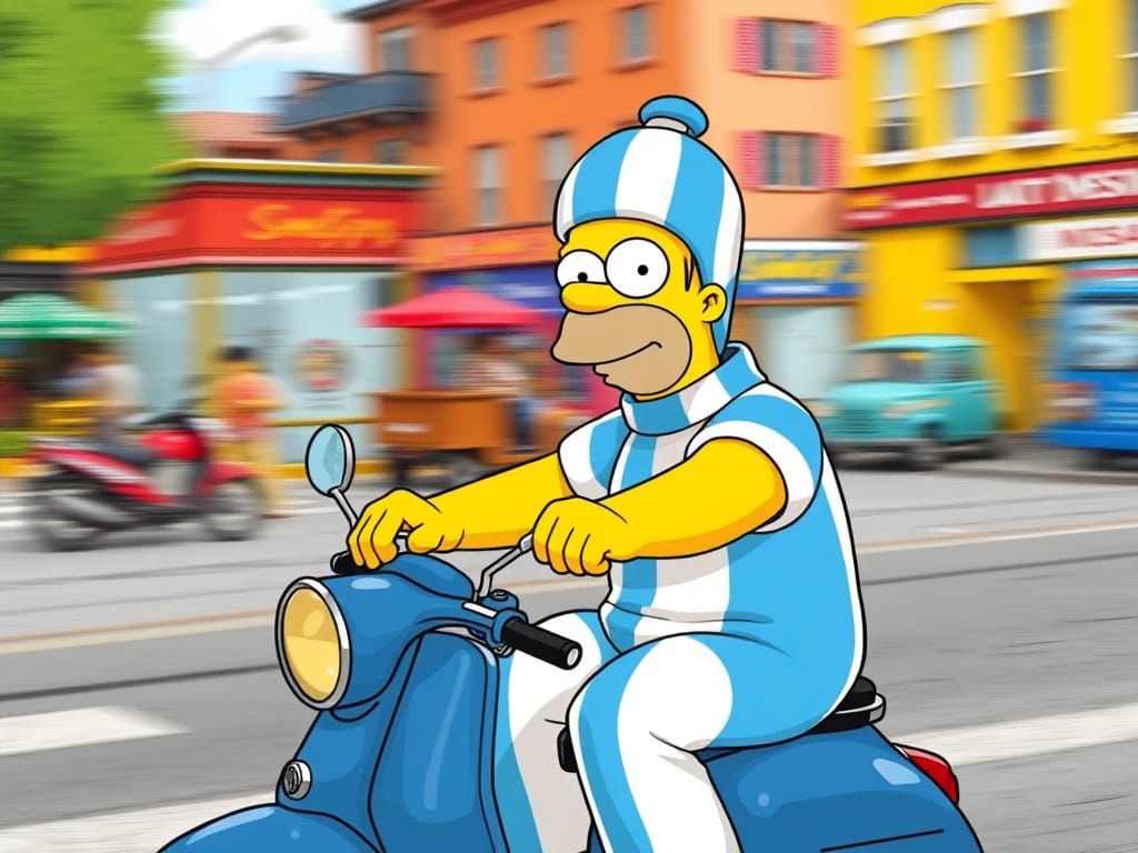 Homer Simpson in disguise as Andy Pandy