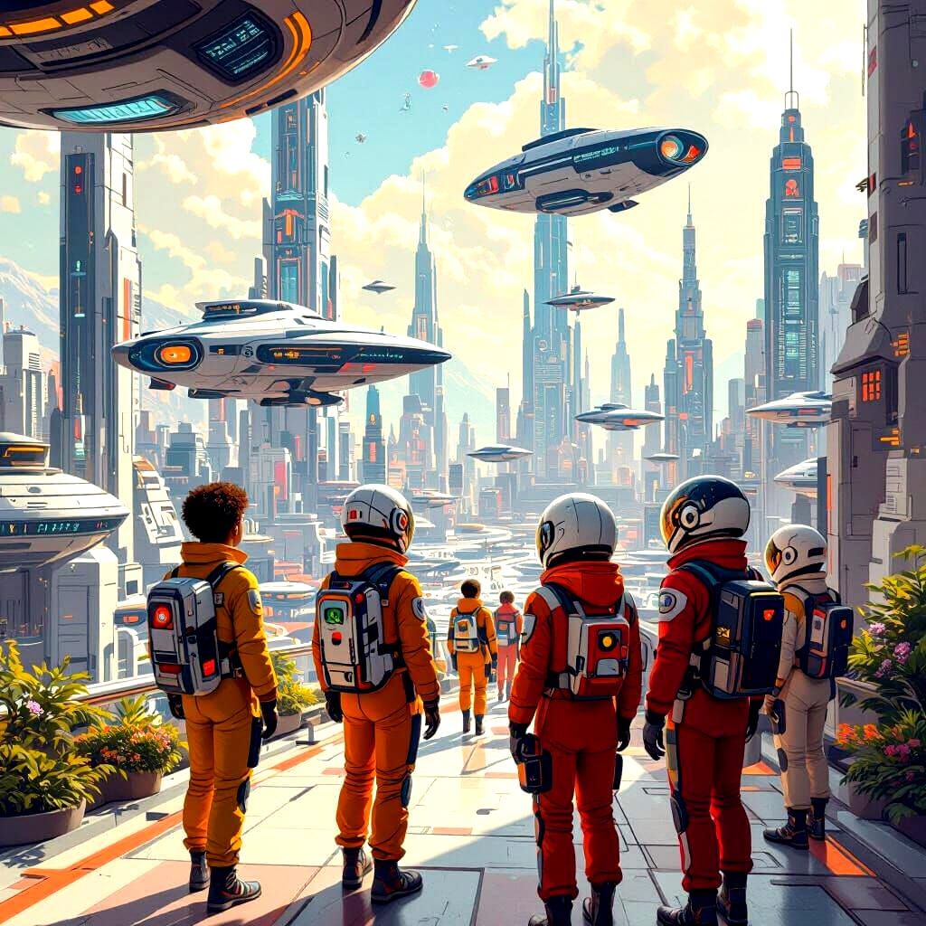 Futuristic Space Academy in Digital Painting Style