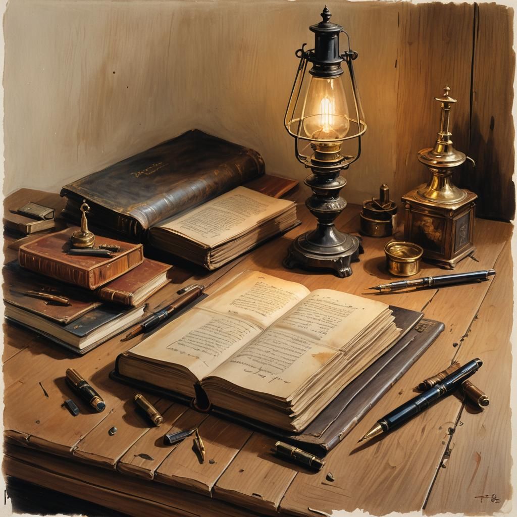 Illuminated Manuscript with Antique Calligraphy