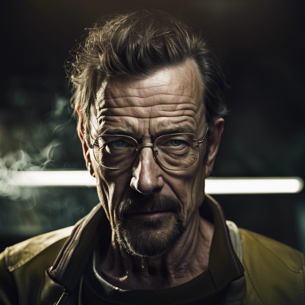 Intense Portrait of Walter White in Photographic Style
