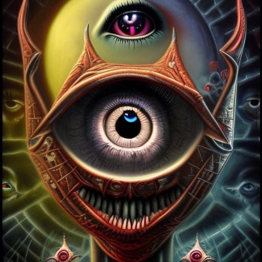 Surreal Sewn Eye: Gothic Horror Concept Art