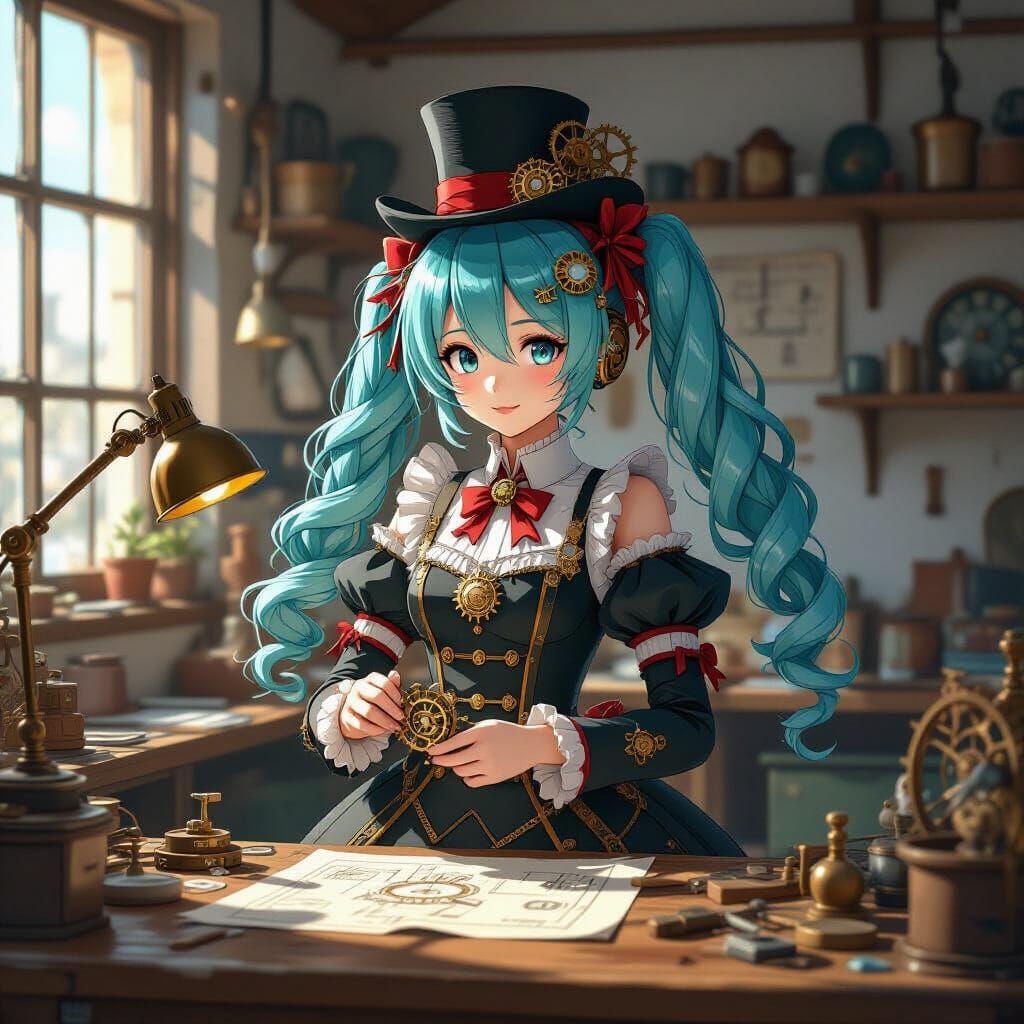 Hatsune Miku as Steampunk Inventor