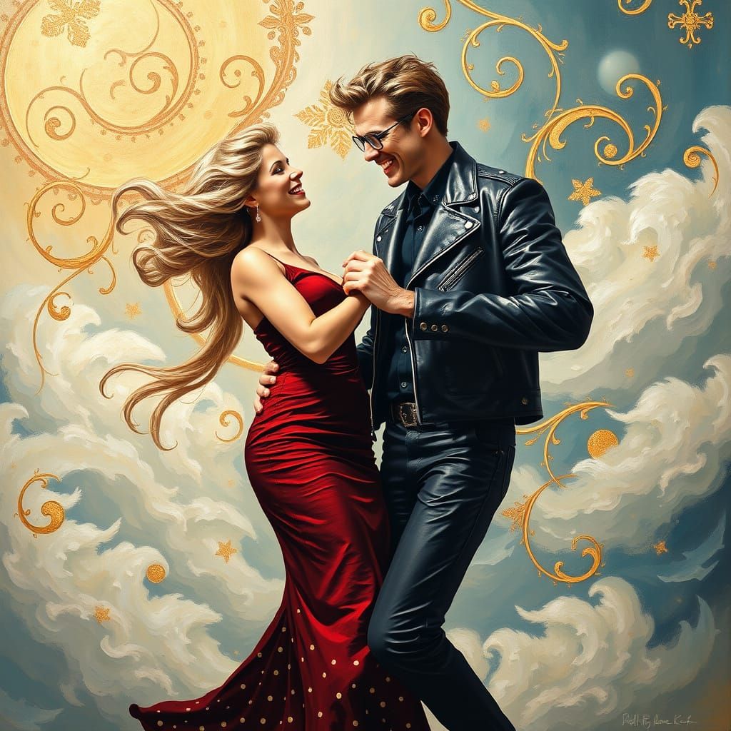 Rockabilly Couple in Dreamlike Harmony
