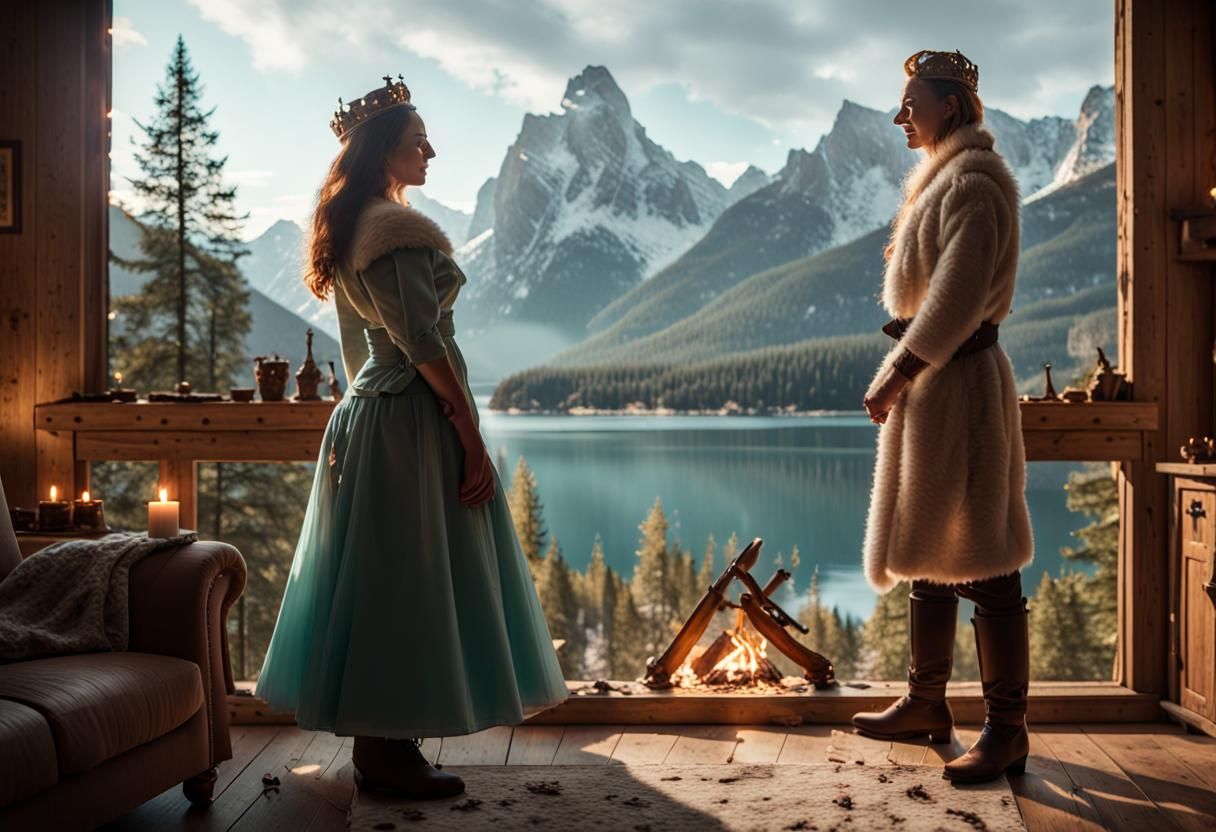 Warm cozy rustic chalet living room