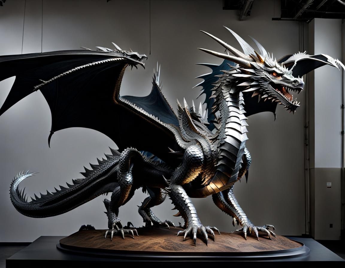 Metallic Game of Thrones Dragon Sculpture