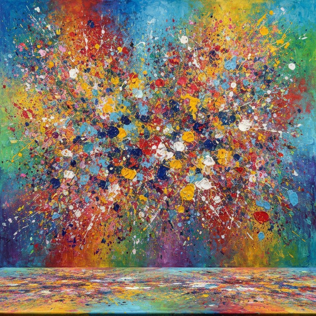 Vibrant Color Explosion on Canvas in Neo-Impressionist Style