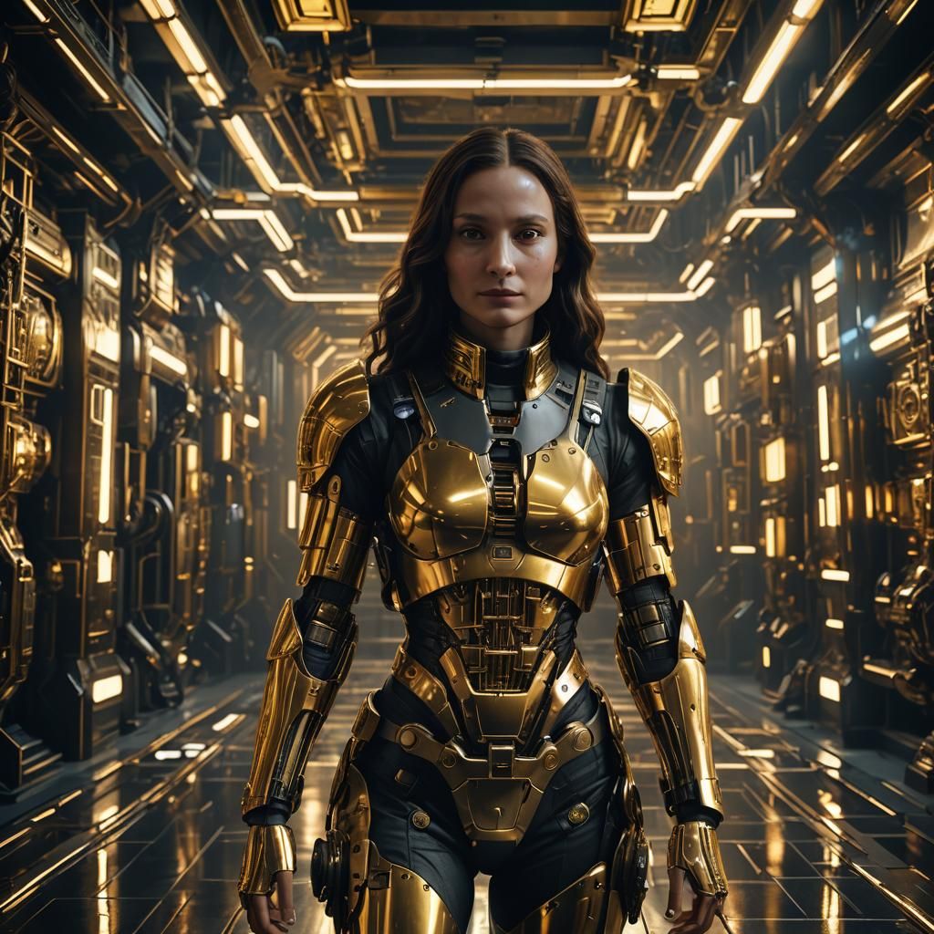 Cybernetic Mona Lisa in Sci-Fi Mechanical Style