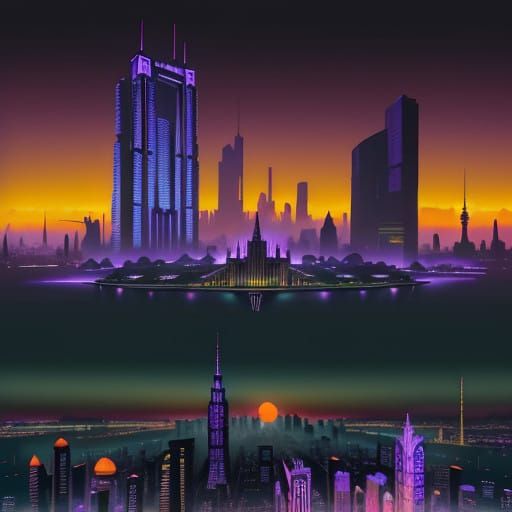 Futuristic Metropolis Blending Ancient and Modern Architectu...