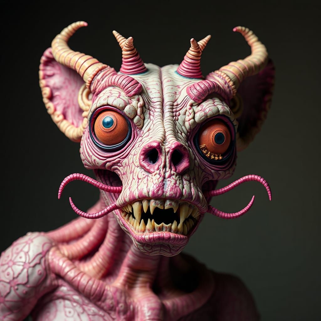 Surreal Glitch Creature in Pop Art Style