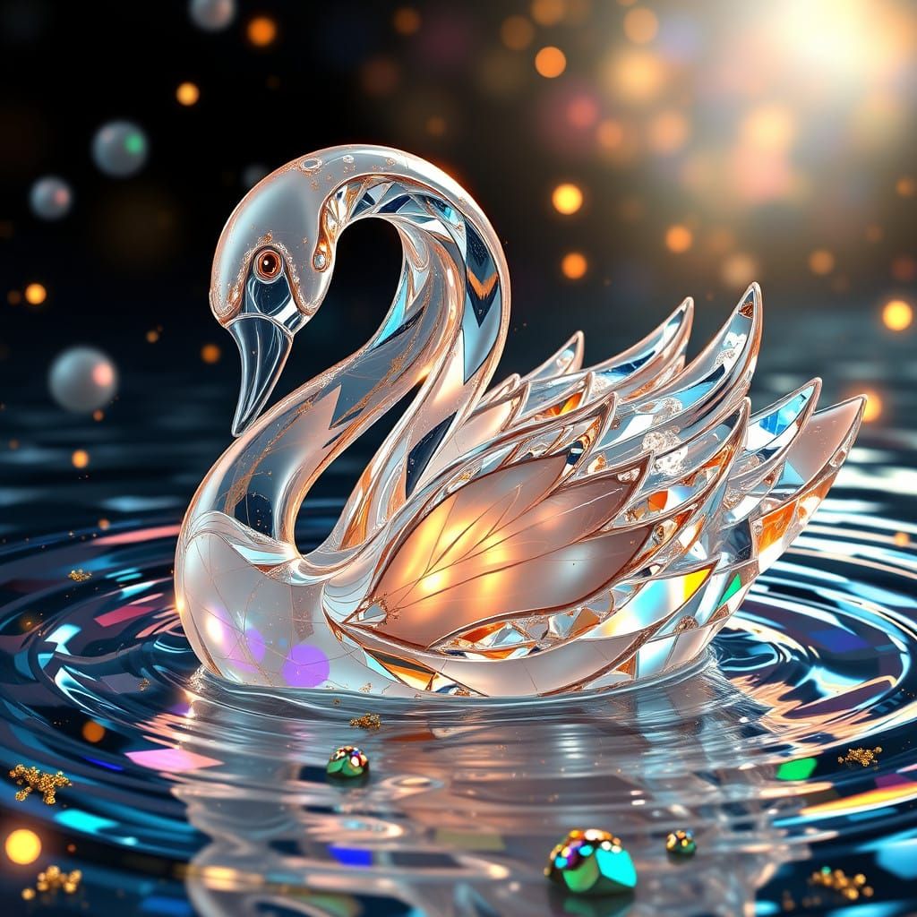 Crystal Swan in Art Nouveau Wonderland