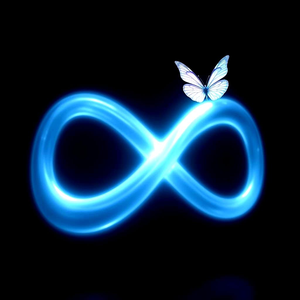 Bright Blue Infinity Symbol with Pastel Butterfly