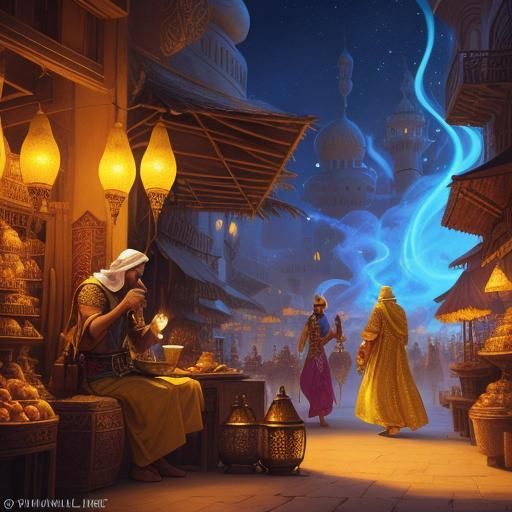 Aladdin's Magic Lamp in Mystical Marketplace