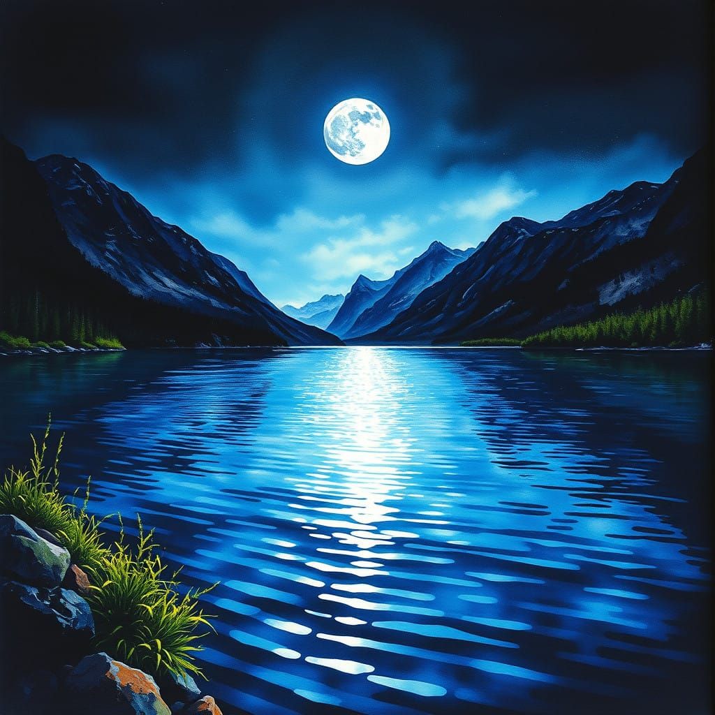 Dreamy Mountain Lake at Dusk