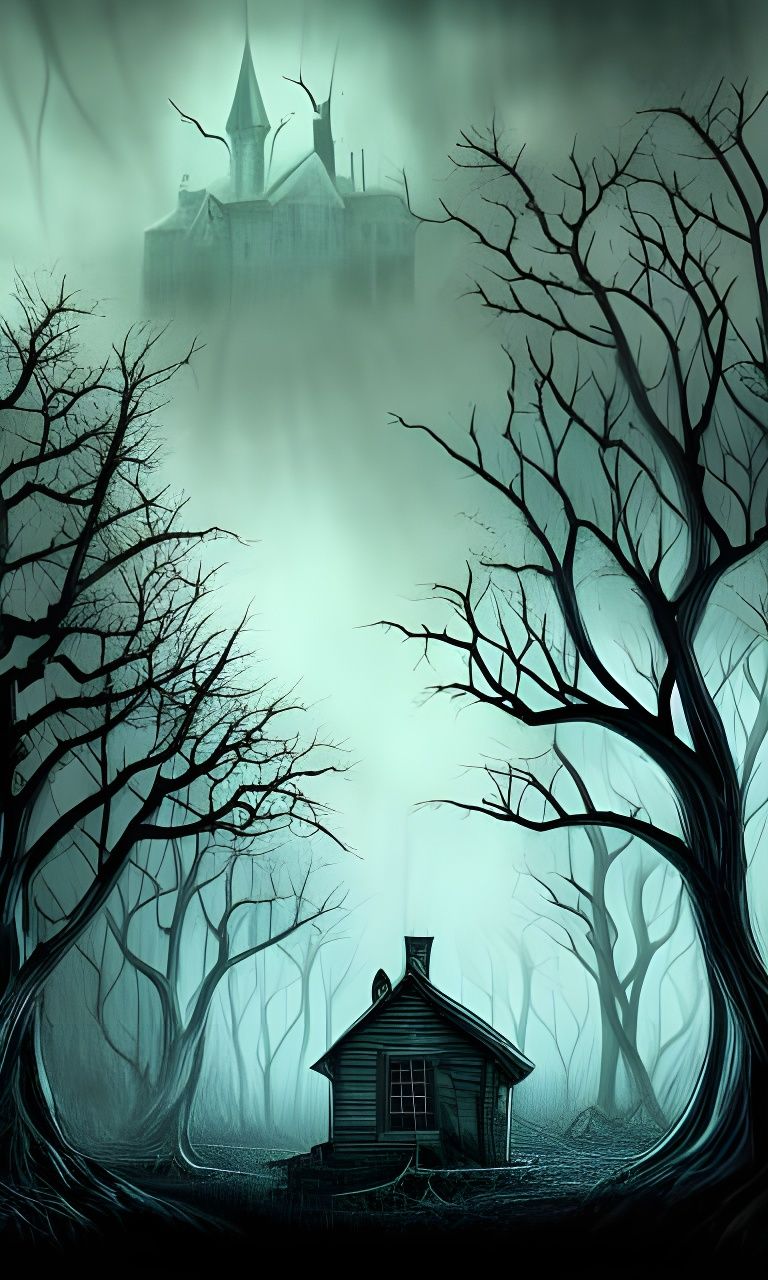 Creepy Haunted House in Eerie Dystopian Style