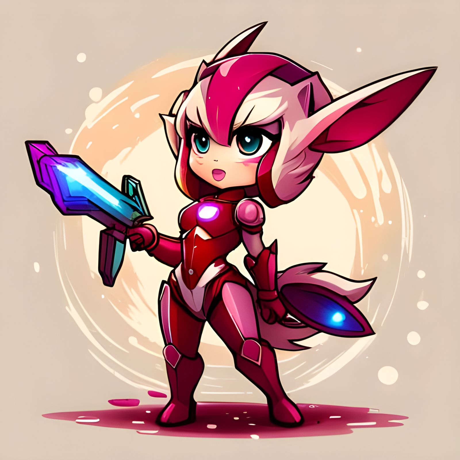Detailed Chibi Anthro Arcee Knight Splash Art