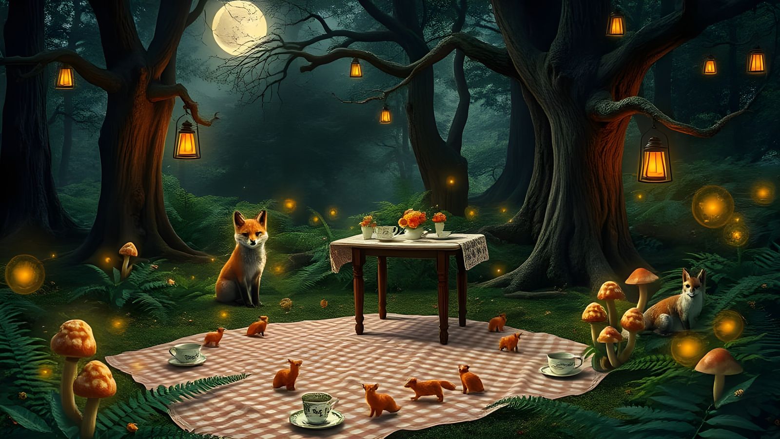 Enchanted Forest Gathering in Whimsical Gingham Style