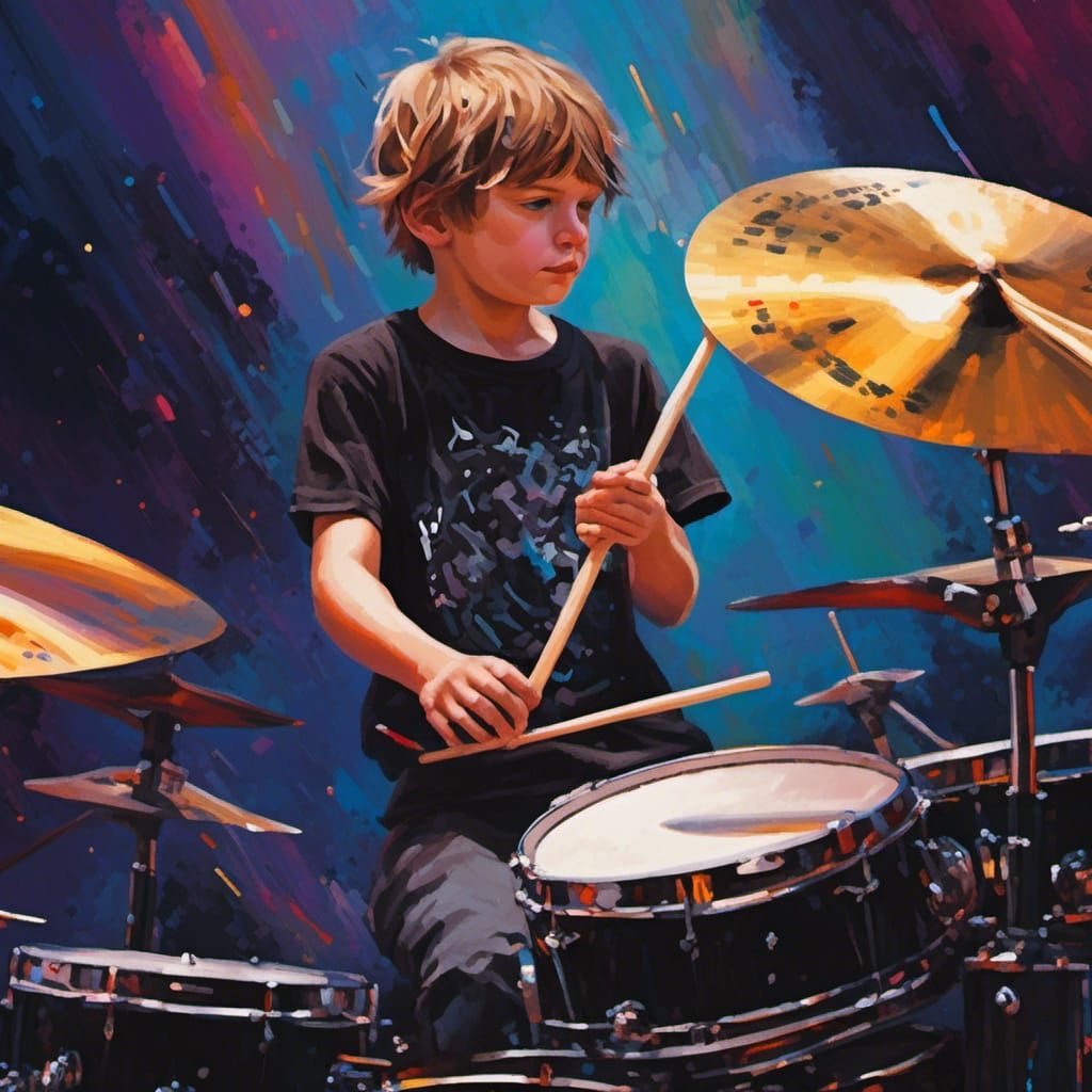 Boy playing drums