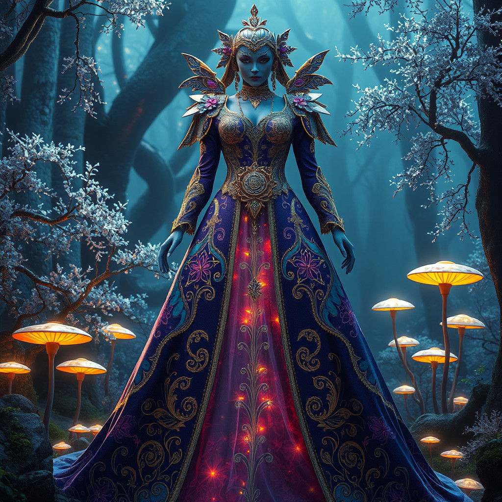 Mystical Fantasy Gown in a Hyper-Realistic Matte Painting