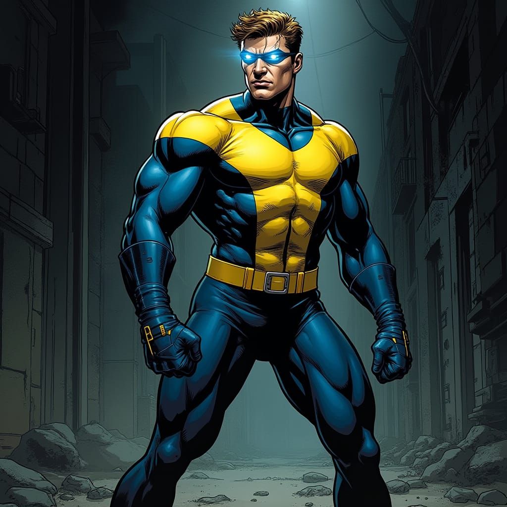Cyclops Ready to Strike in Comic Book Style