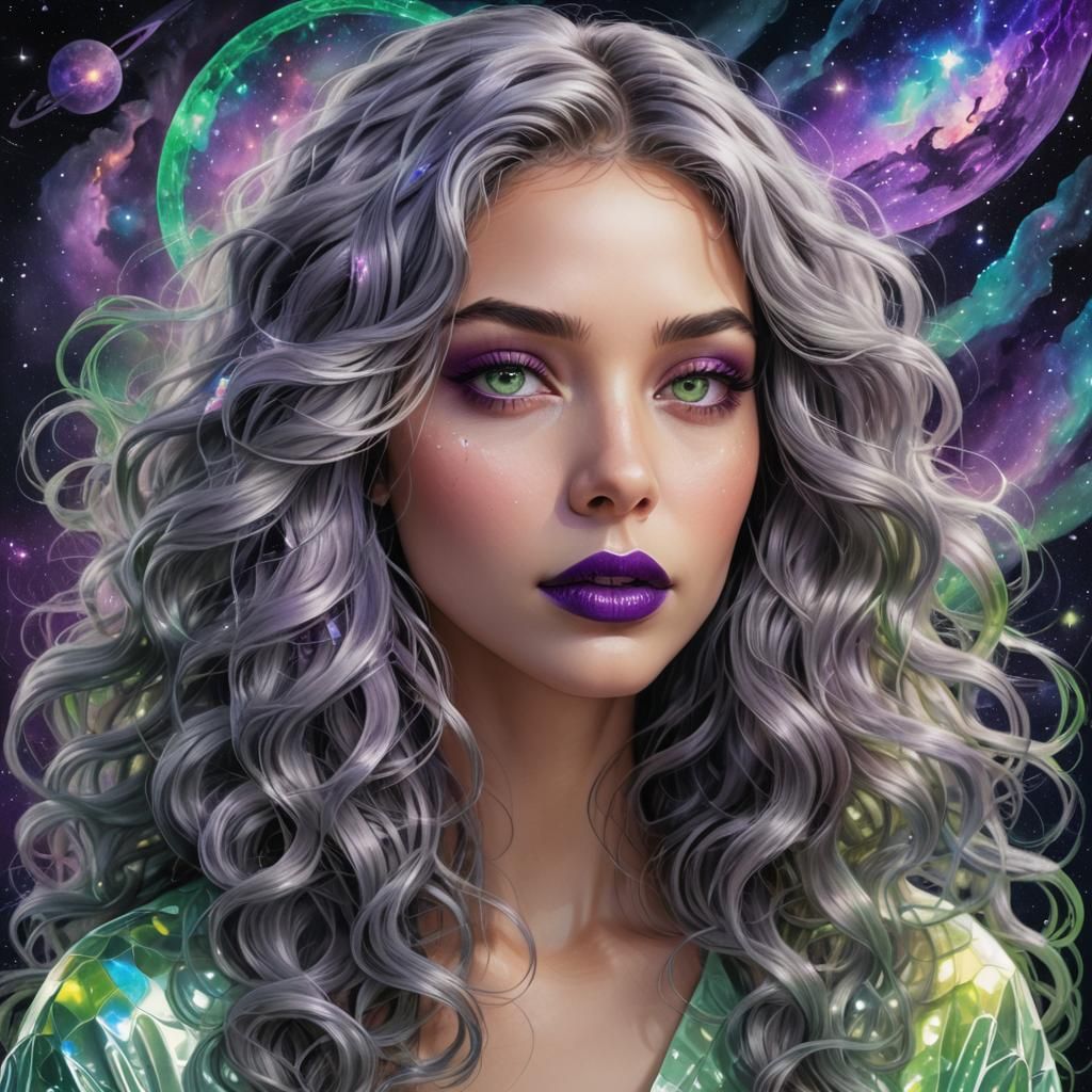 Beautiful Woman Portrait in Cosmic Style