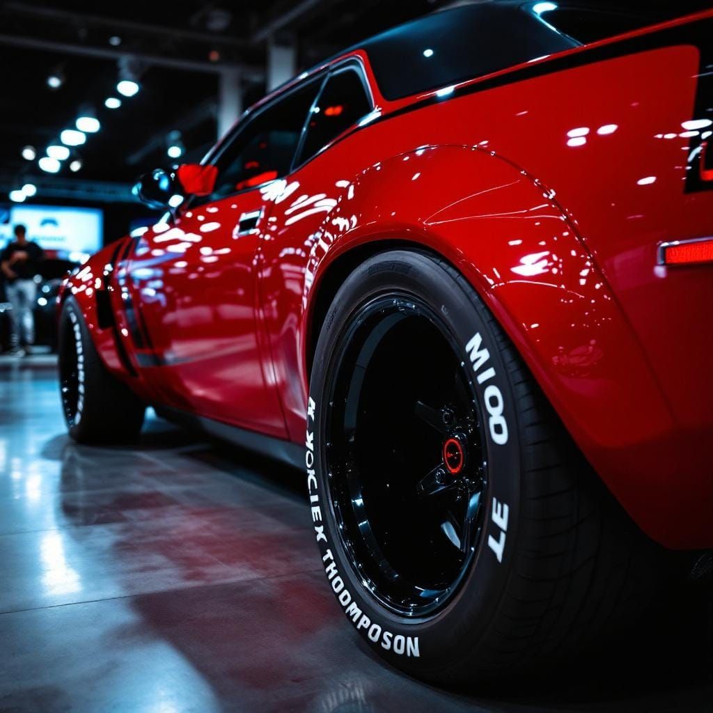 Vibrant Red Plymouth Barracuda at Car Show