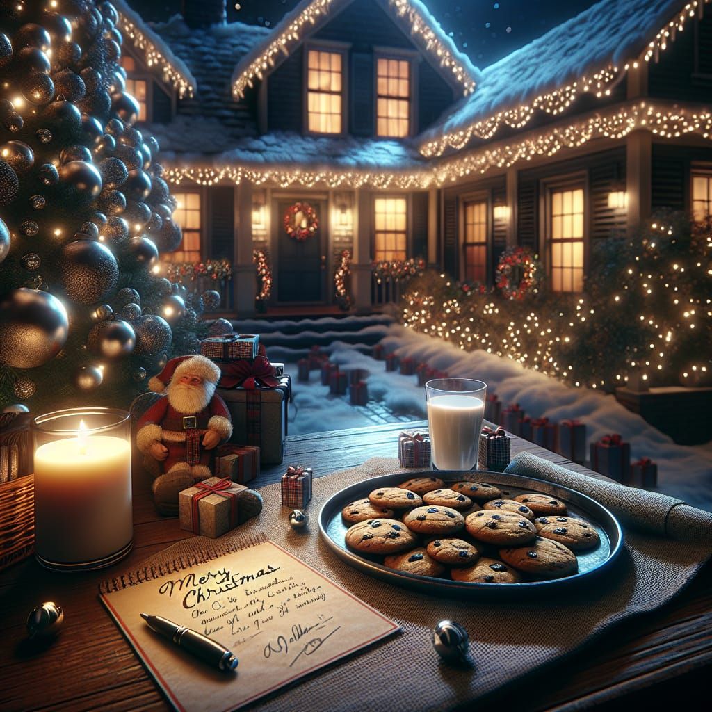 Christmas Eve Scene with Milk and Cookies