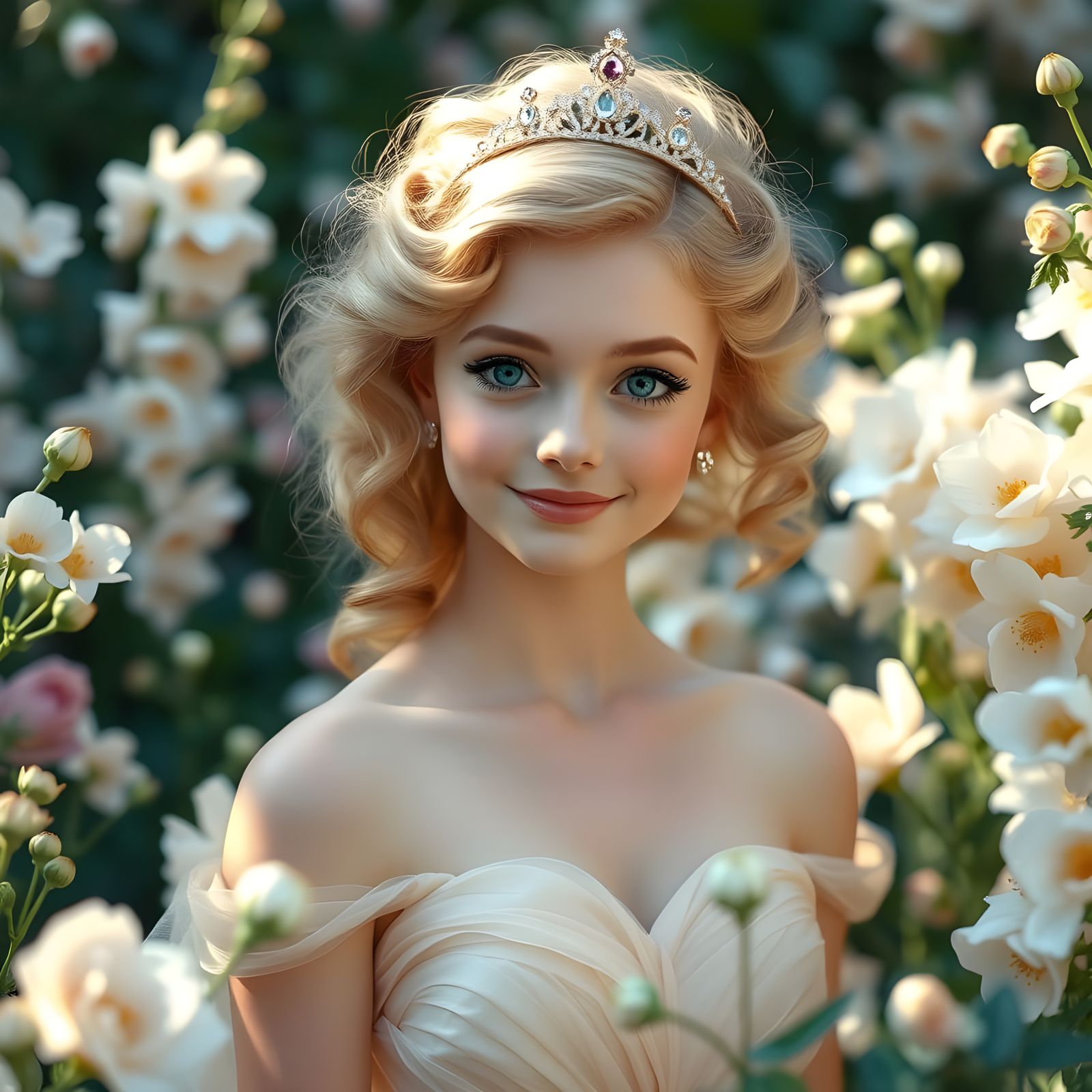 Surreal Princess in a Whimsical Garden