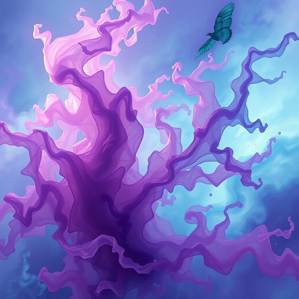 Majestic Purple Dreamscapes in Cyberpunk Digital Art