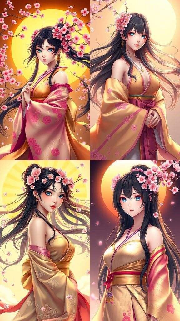 Japanese Goddess of the Sun, Amaterasu, in Vibrant Gold and ...