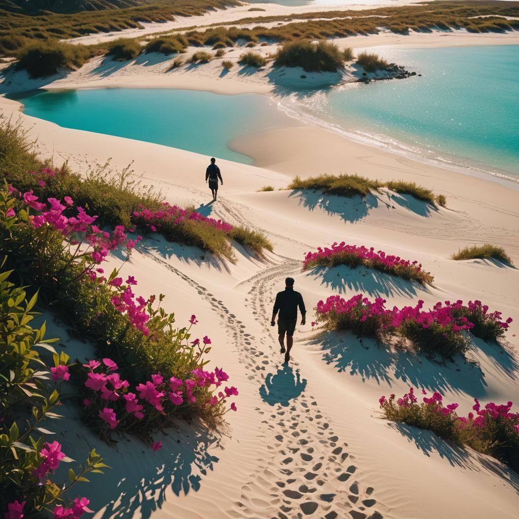 Cinematic Silhouette on Sandy Path at Golden Hour