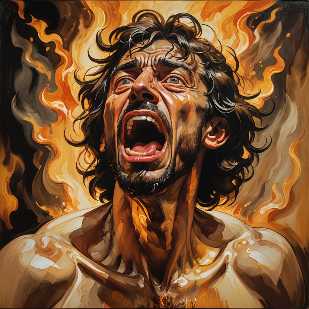 Biblical Illustration: Man Begging for Water in Hellfire