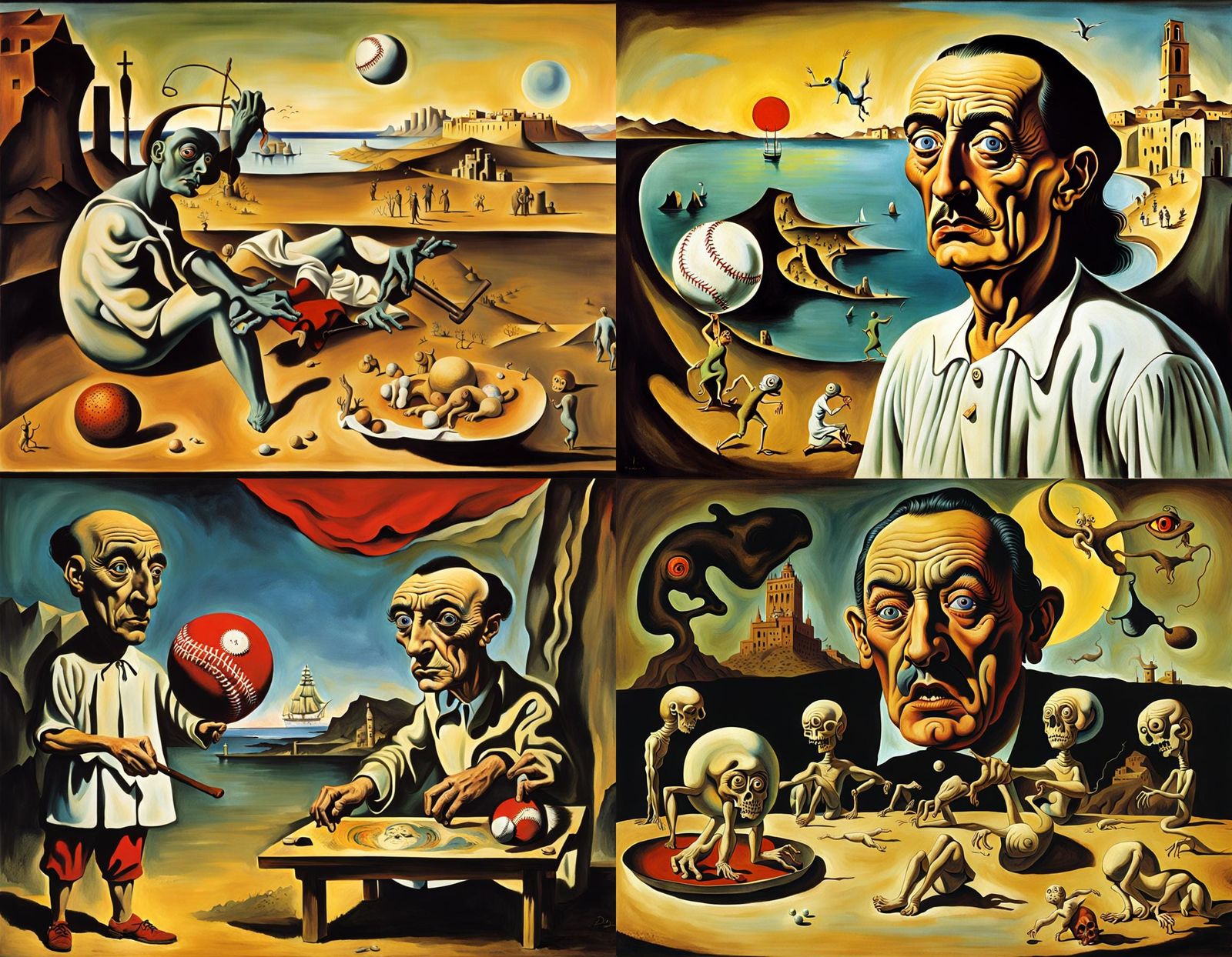 Horrific Homunculus Plays Baseball in Surrealist Style