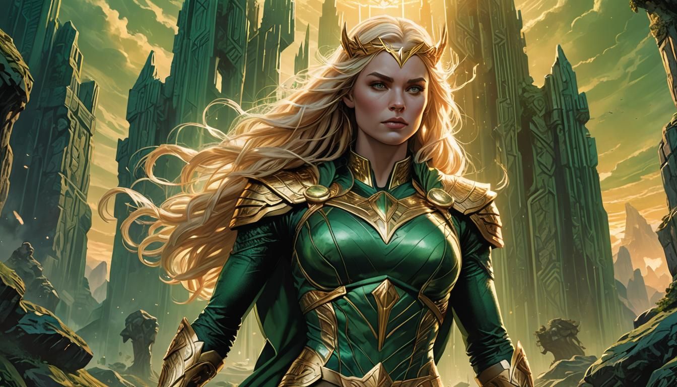 Asgardian Enchantress in Comic Book Art Style