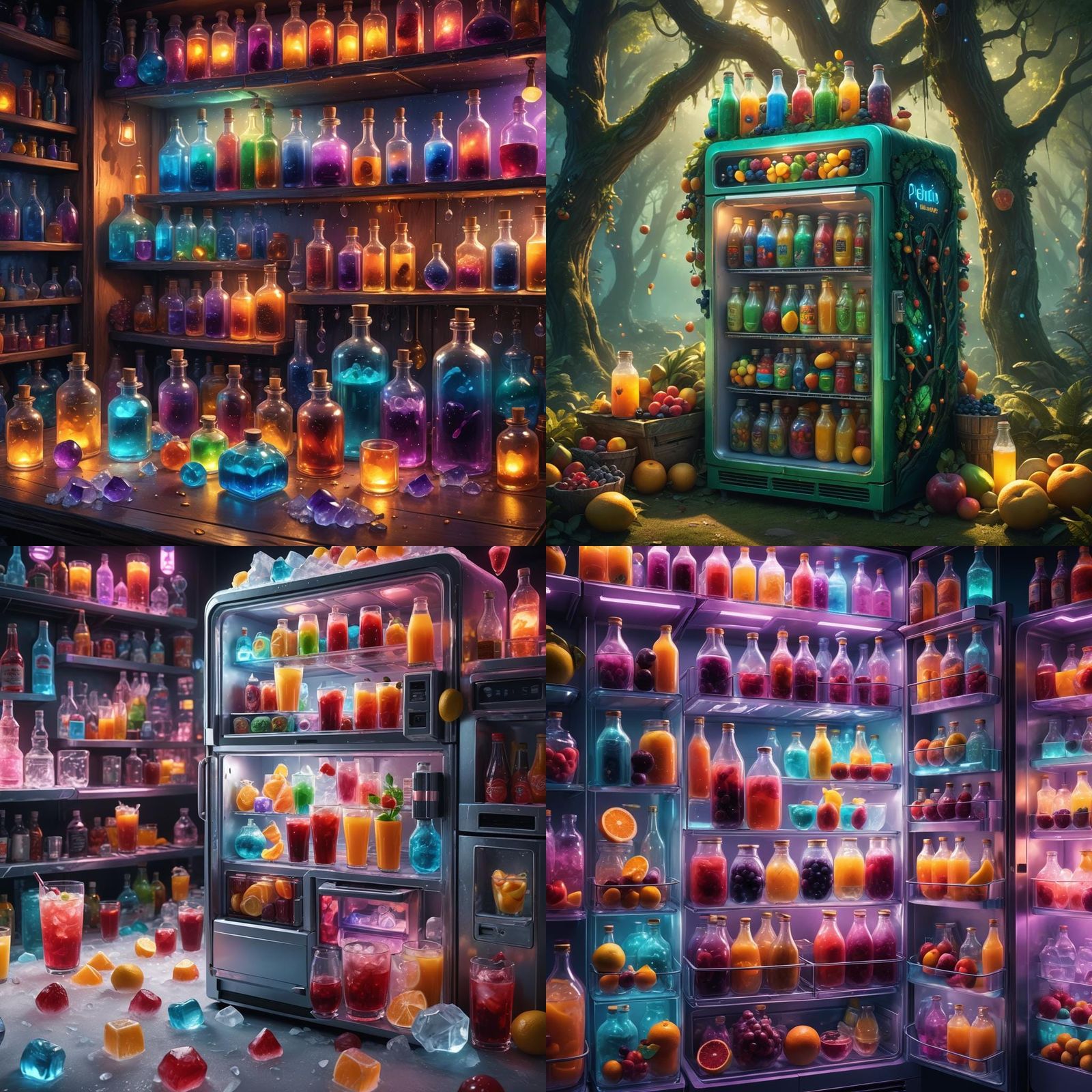 Fridge Overflowing with Refreshments: Detailed Matte Paintin...