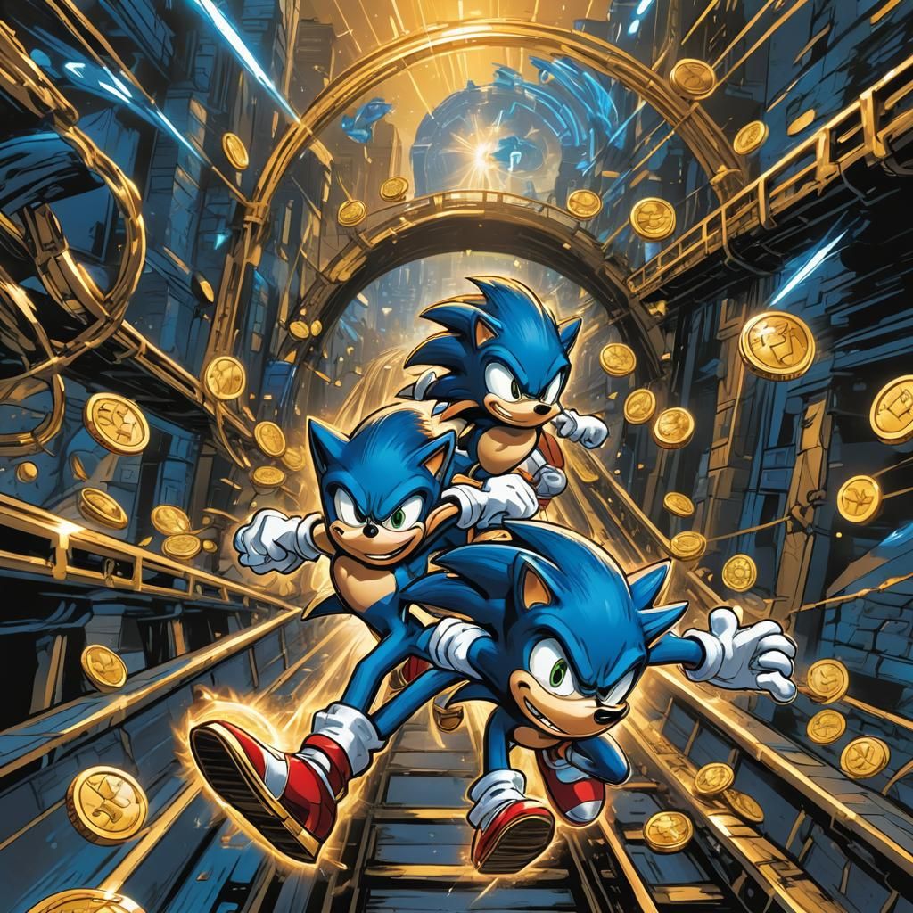 Sonic the Hedgehog Action Shot in Comic Book Style