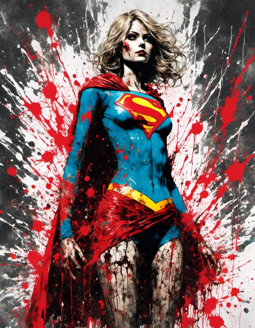 Supergirl in Splatter Graffiti Style