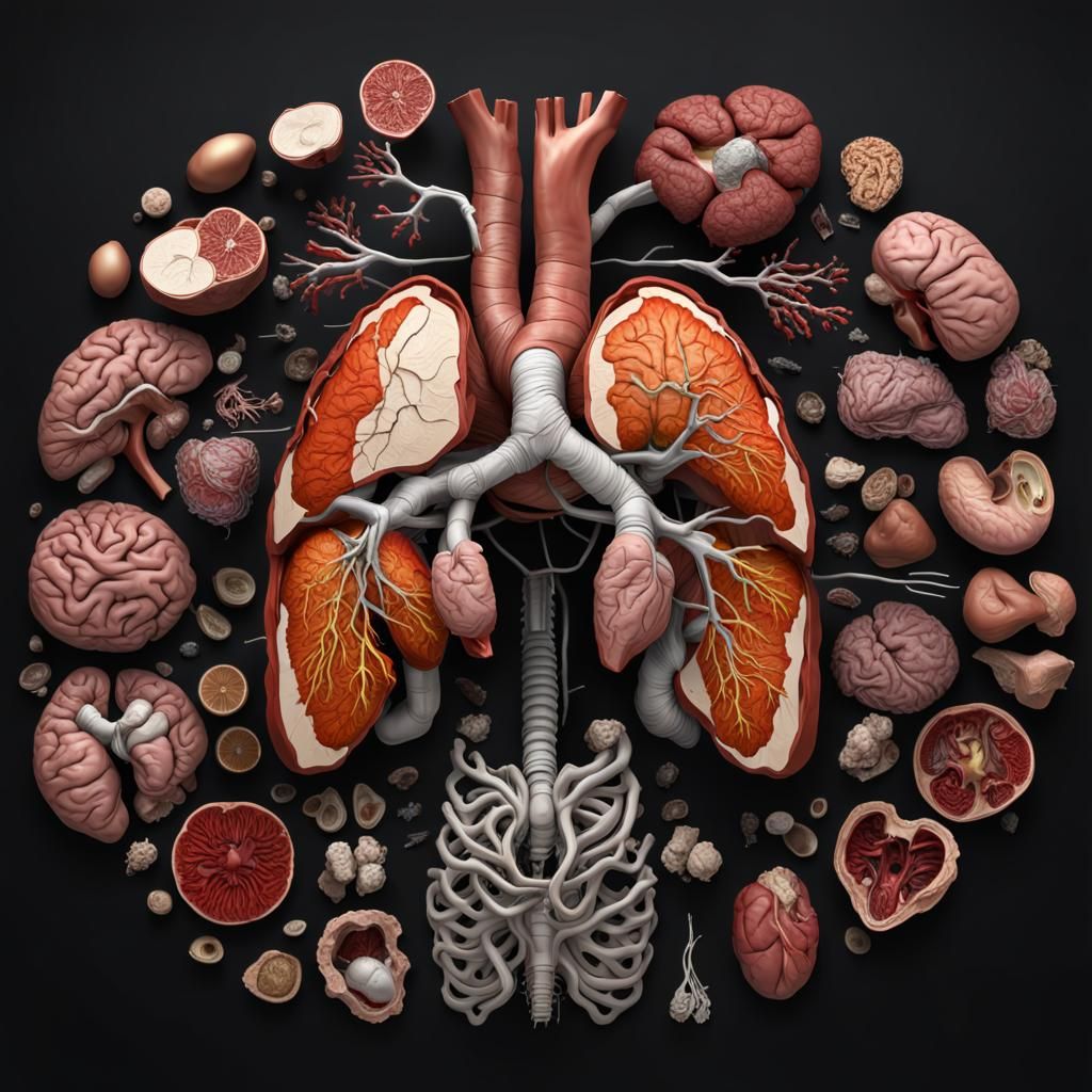 Exploded View of Human Organs in Ultra-Realistic 8K