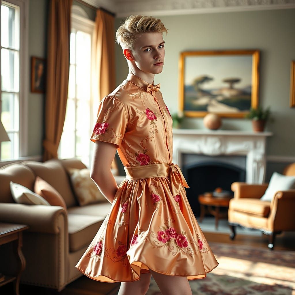 Masculine Man Confidently Wears Elegant Party Dress