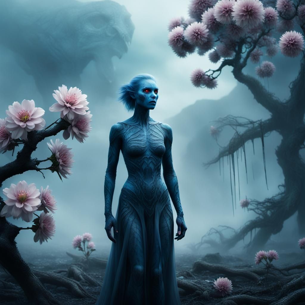 Eve's Transformation in Ominous Cinematic Style