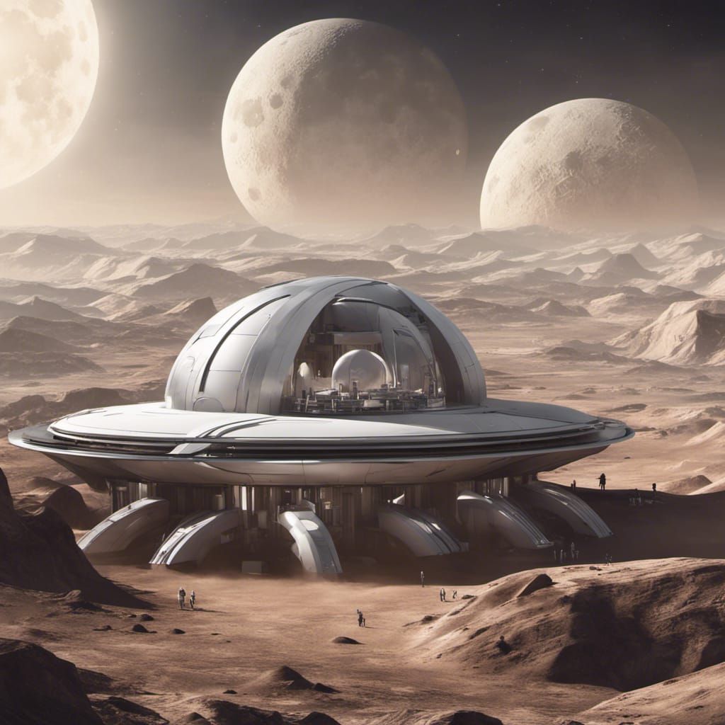 Futuristic Lunar Base on Alien World: Professional Photograp...