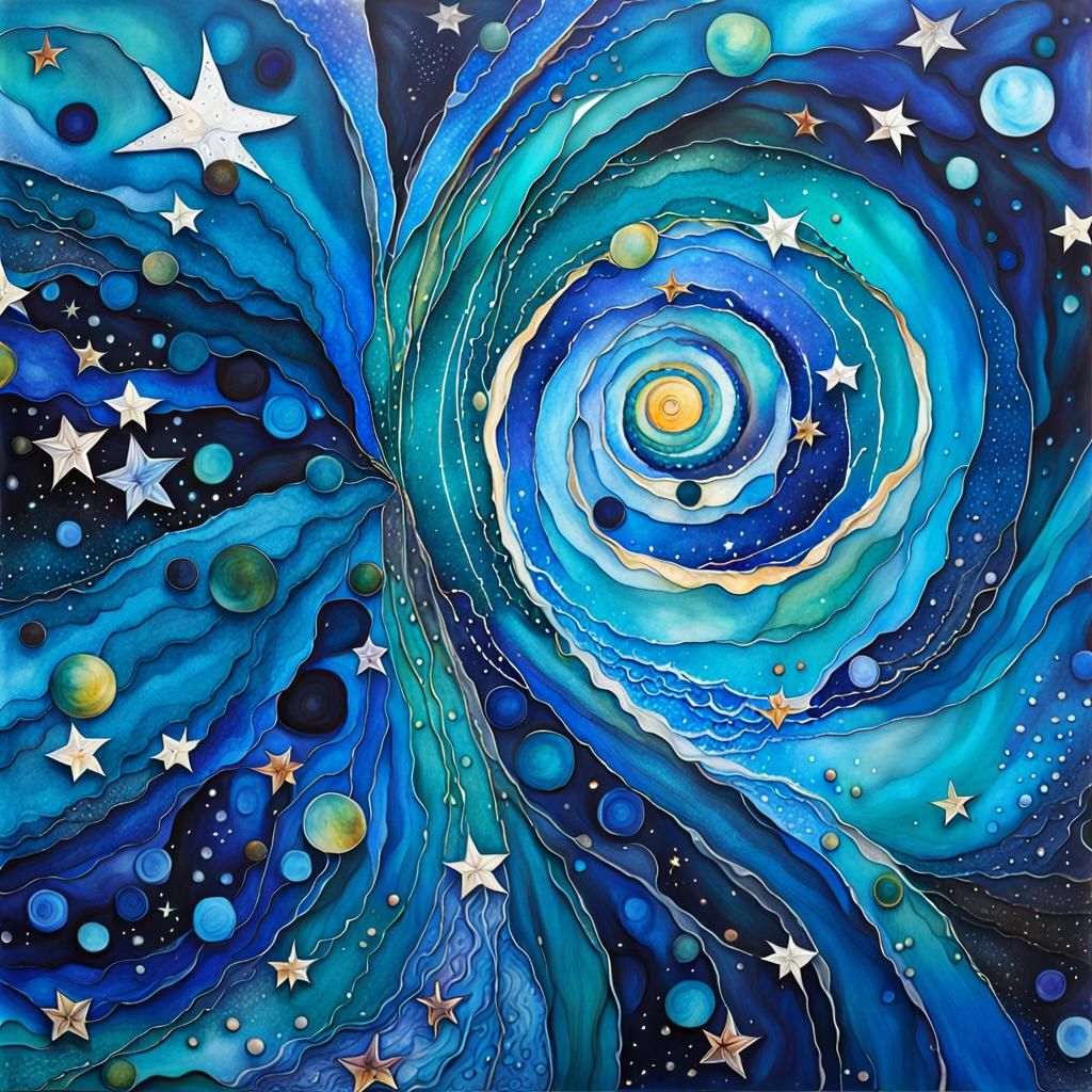 Abstract Alcohol Ink Star Closeups in Dreamtime Style